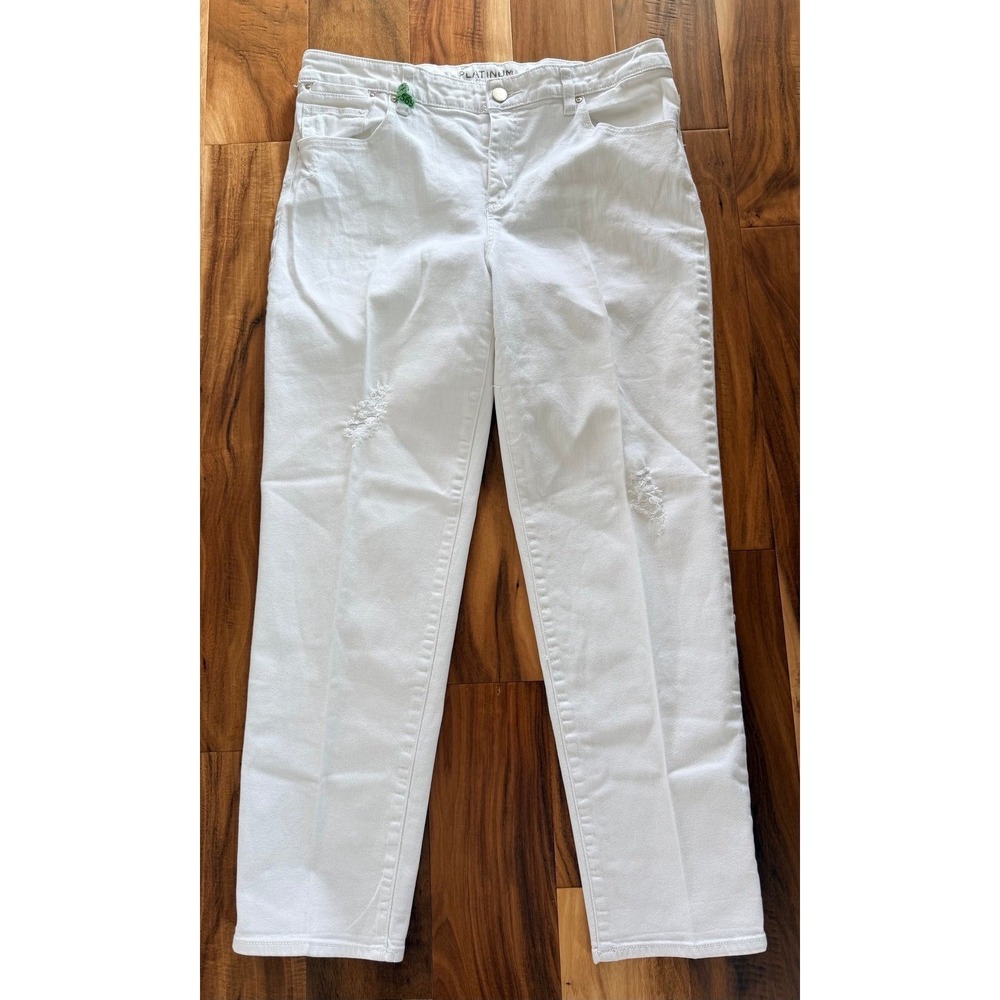Chicos Platinum Denim White Trouser Jeans Sz. 2